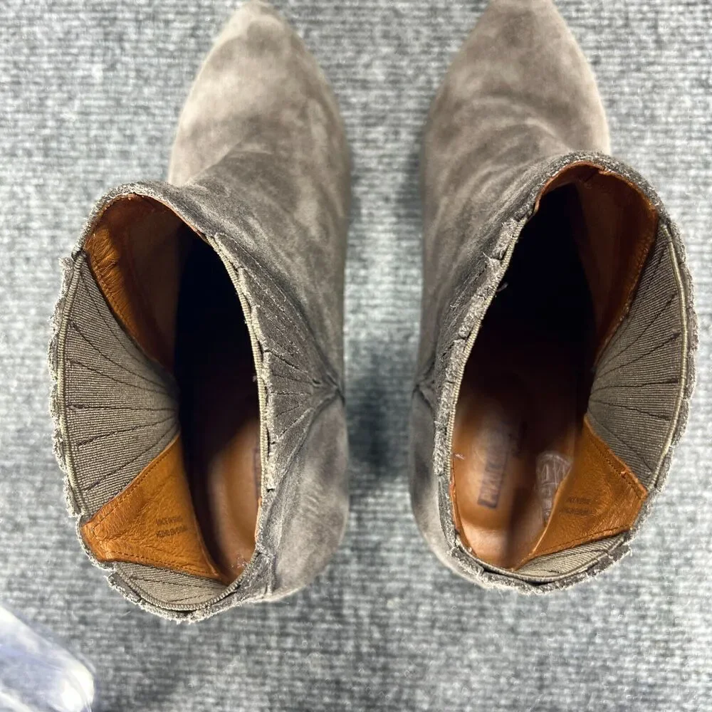 Pikolinos Salamanca Heeled Ankle Boots Womens 38 US 7.5-8 Gray Suede Pointed Toe